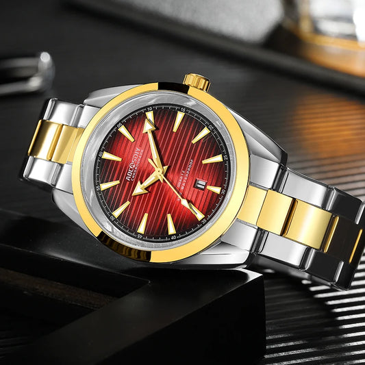 Men's watch with red dial